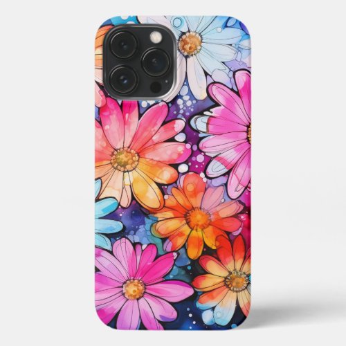 Cute Colorful Vintage Flower Art iPhone 13 Pro Max Case