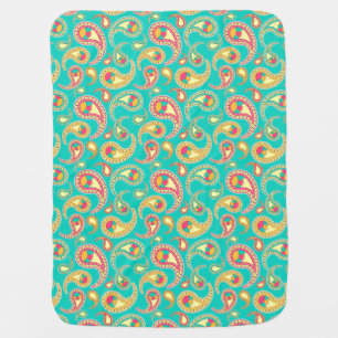 Cute colorful vintage paisley pattern baby blanket
