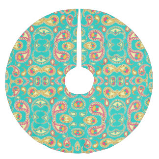 Cute colorful vintage paisley pattern brushed polyester tree skirt
