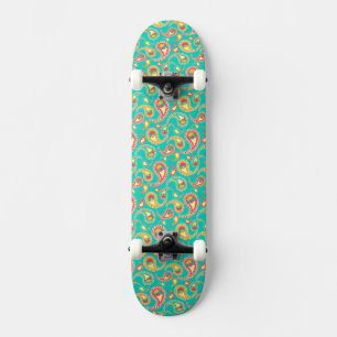Cute colorful vintage paisley pattern skateboard