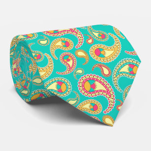 Cute colorful vintage paisley pattern tie