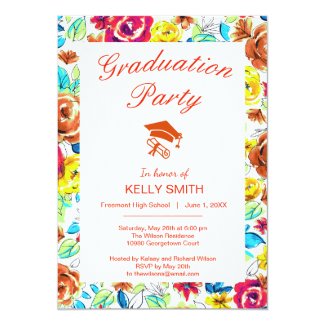 Cute colorful vintage roses graduation party