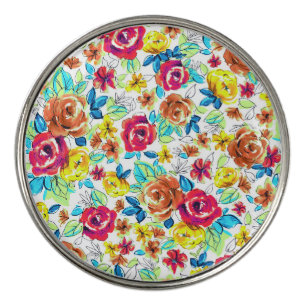 Cute colorful vintage roses patterns car magnet golf ball marker