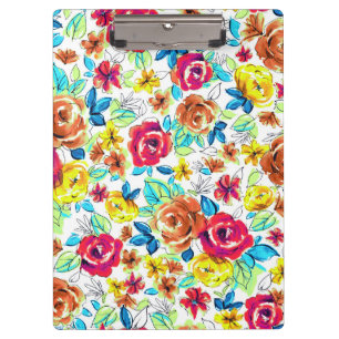 Cute colorful vintage roses patterns clipboard