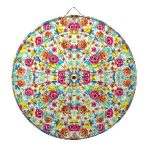 Cute colorful vintage roses patterns dart board