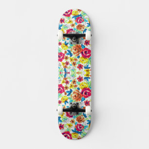 Cute colorful vintage roses patterns skateboard
