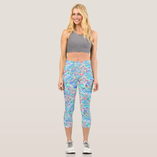 Cute colorful vintage swirl flowers favor box capri leggings
