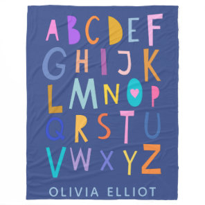 Cute Colorful Wacky Alphabet Letters Personalized Fleece Blanket