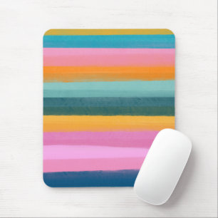 Cute Colorful Watercolor Brush Stroke Stripes Mouse Pad