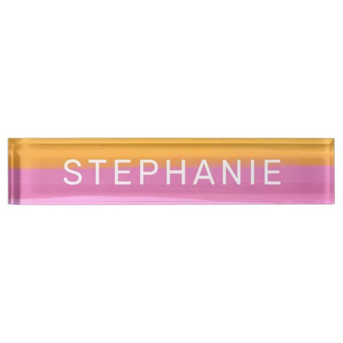 Cute Colorful Watercolor Brush Stroke Stripes Name Desk Name Plate