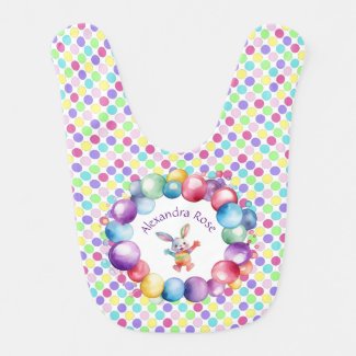 Cute Colorful Watercolor Bunny and Polka Dots