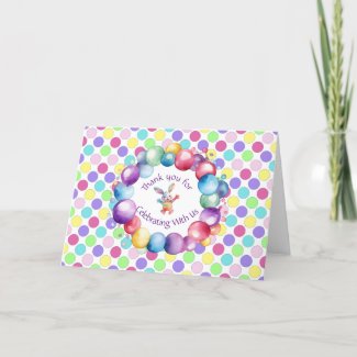 Cute Colorful Watercolor Bunny and Polka Dots