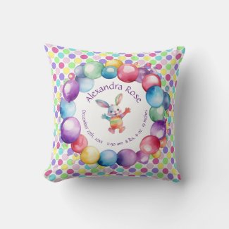 Cute Colorful Watercolor Bunny and Polka Dots