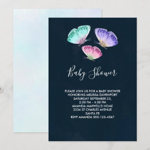 Cute Colorful Watercolor Butterflies Baby Shower Invitation