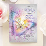 Cute Colorful Watercolor Butterfly Birthday Party Invitation at Zazzle