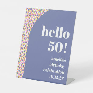 Cute Colorful Watercolor Dot Custom Birthday Party Pedestal Sign