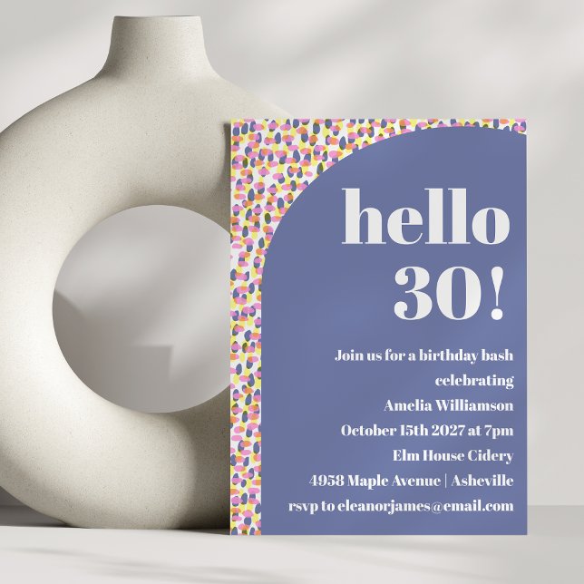 Cute Colorful Watercolor Dots 30th Birthday Party Invitation (Creator Uploaded)
