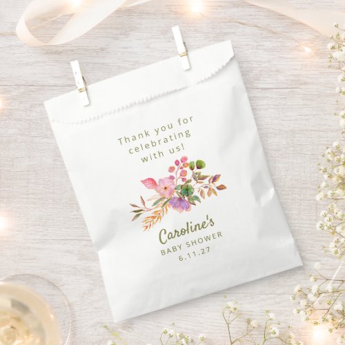 Cute Colorful Watercolor Floral Baby Shower Custom Favor Bag