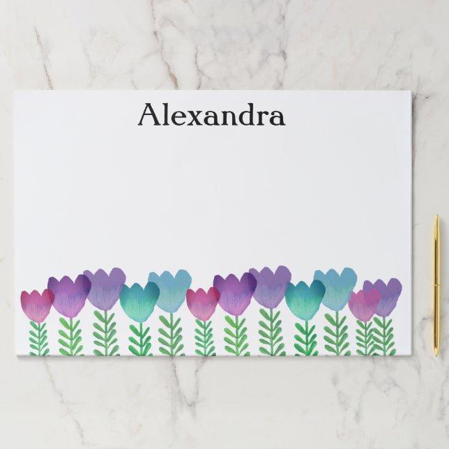 Cute Colorful Watercolor Floral Custom  Paper Pad (Insitu)