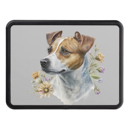 Cute Colorful Watercolor Floral Jack Russell Dog Hitch Cover