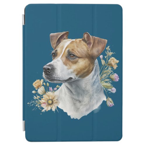 Cute Colorful Watercolor Floral Jack Russell Dog iPad Air Cover