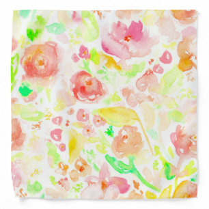 Cute colorful watercolor floral pattern bandana