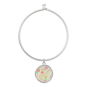 Cute colorful watercolor floral pattern bangle bracelet