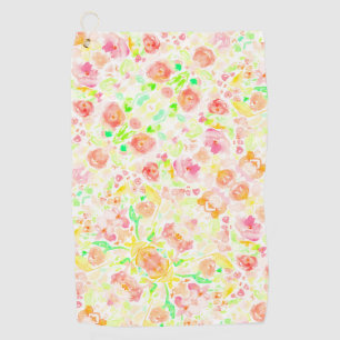 Cute colorful watercolor floral pattern golf towel