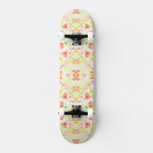 Cute colorful watercolor floral pattern skateboard