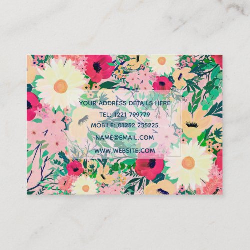 Cute Colorful Watercolor Floral Pink Design Business Card