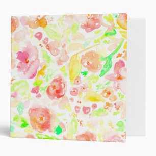 Cute colorful watercolor flowers 3 ring binder