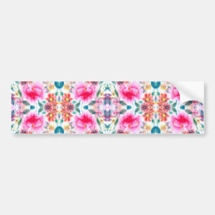 Cute colorful watercolor flowers bumper sticker