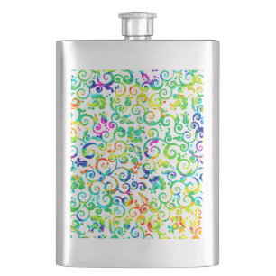 Cute colorful watercolor flowers flask