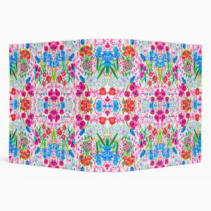 Cute colorful watercolor flowers pattern 3 ring binder