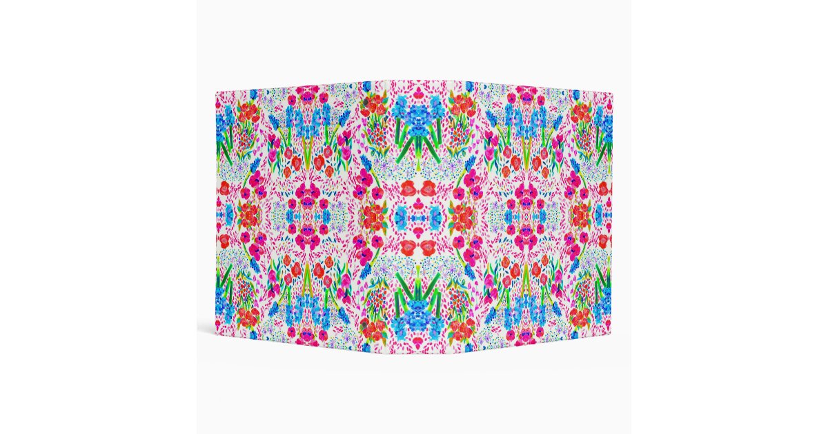 Cute colorful watercolor flowers pattern 3 ring binder | Zazzle
