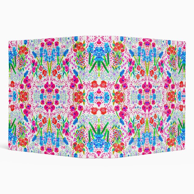 Cute colorful watercolor flowers pattern 3 ring binder (Background)
