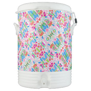 Cute colorful watercolor flowers pattern beverage cooler
