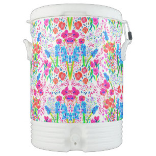 Cute colorful watercolor flowers pattern checkbook beverage cooler