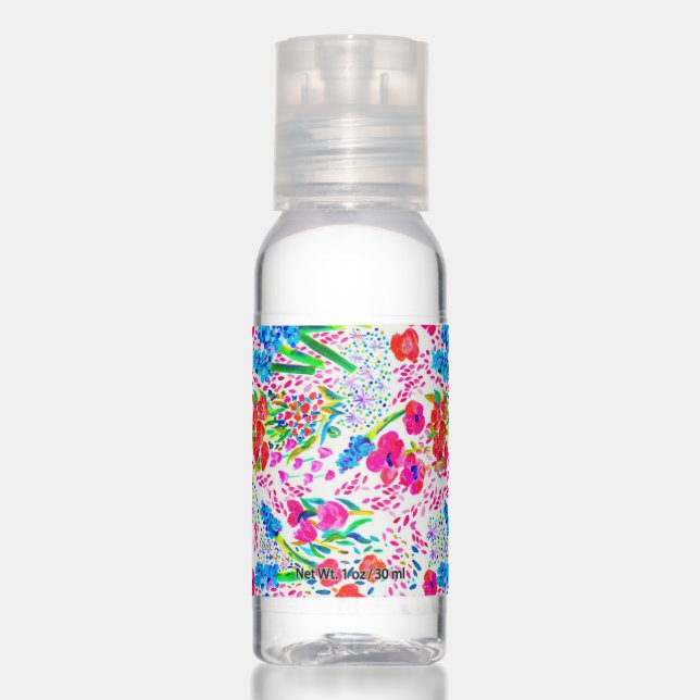 Cute colorful watercolor flowers pattern checkbook hand sanitizer (Front)