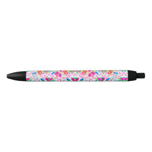 Cute colorful watercolor flowers pattern checkbook pen