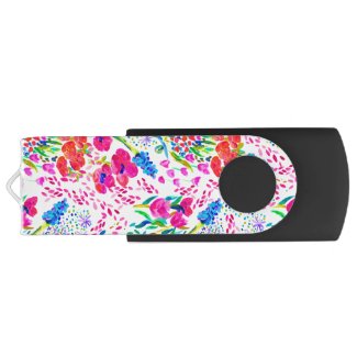 Cute colorful watercolor flowers pattern