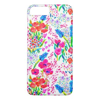 Cute colorful watercolor flowers pattern
