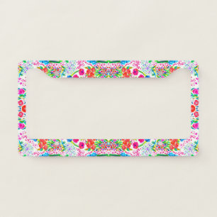 Cute colorful watercolor flowers pattern license plate frame