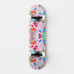 Cute colorful watercolor flowers pattern skateboard