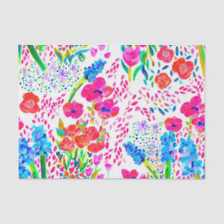 Cute colorful watercolor flowers pattern tissue paper