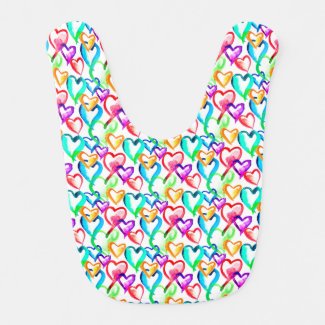 Cute colorful watercolor hearts pattern