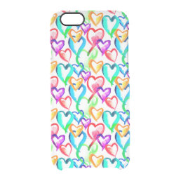 Cute colorful watercolor hearts pattern clear iPhone 6/6S case