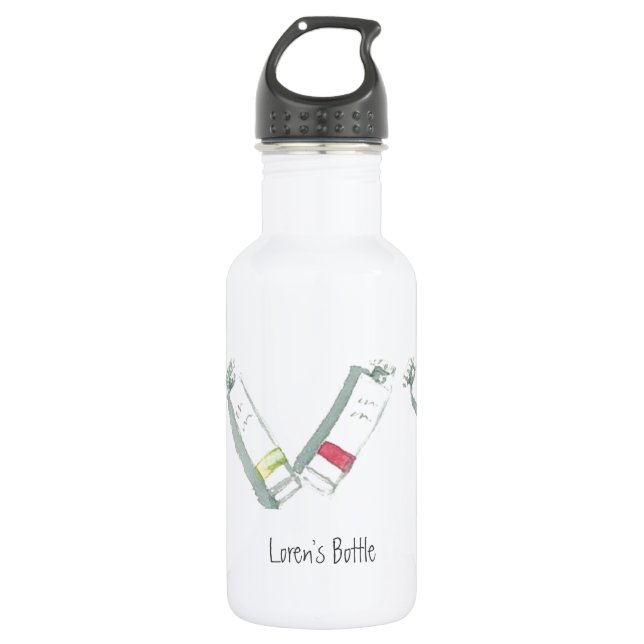 Cute Colorful Watercolor Paint Tubes Water Bottle  (Front)