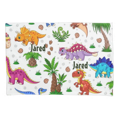 Cute Colorful Watercolor Pattern Dinosaur Decor Pillow Case