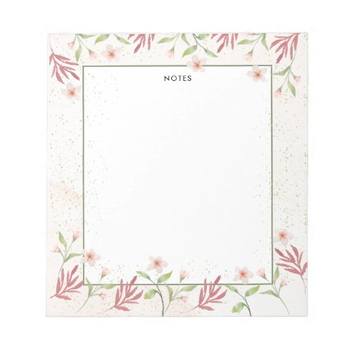 Cute Colorful Watercolor Spring Blooms Floral Notepad